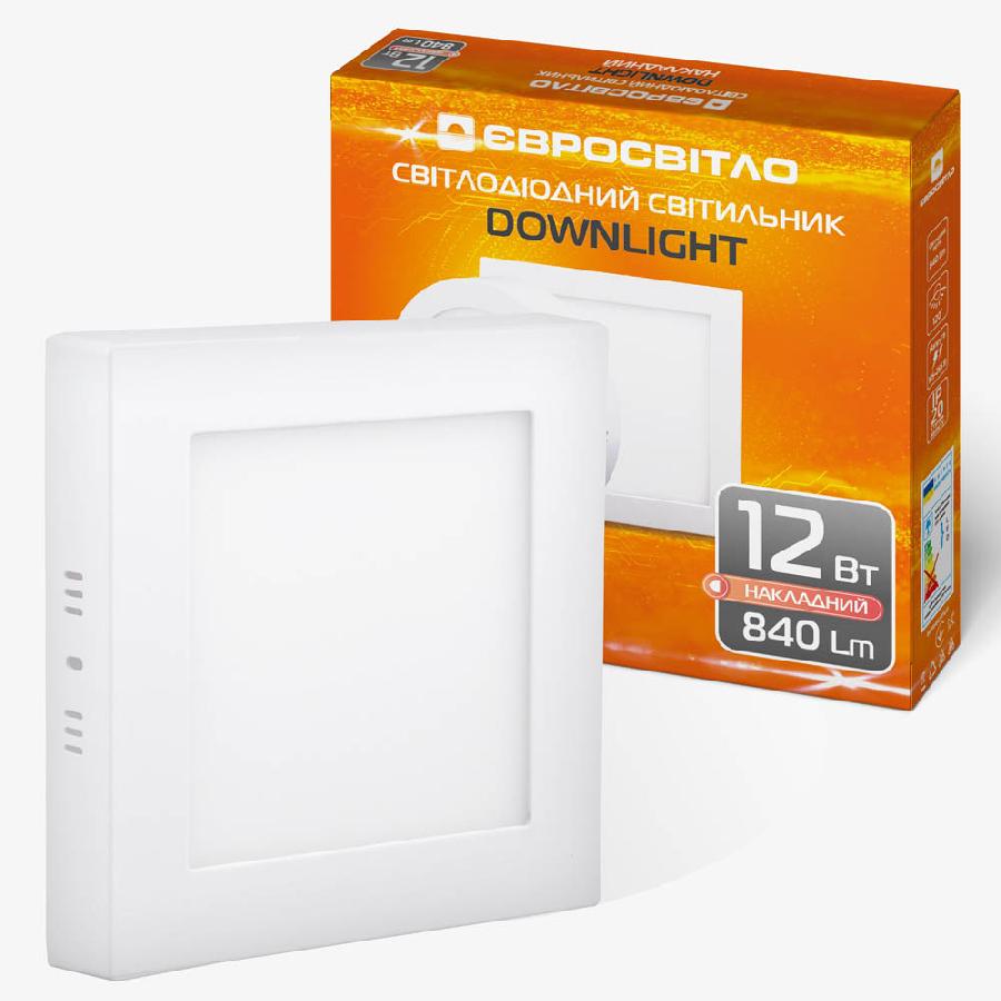 Світильник точковий накладний Євросвітло 12Вт квадрат. LED-SS-170-12 4200К